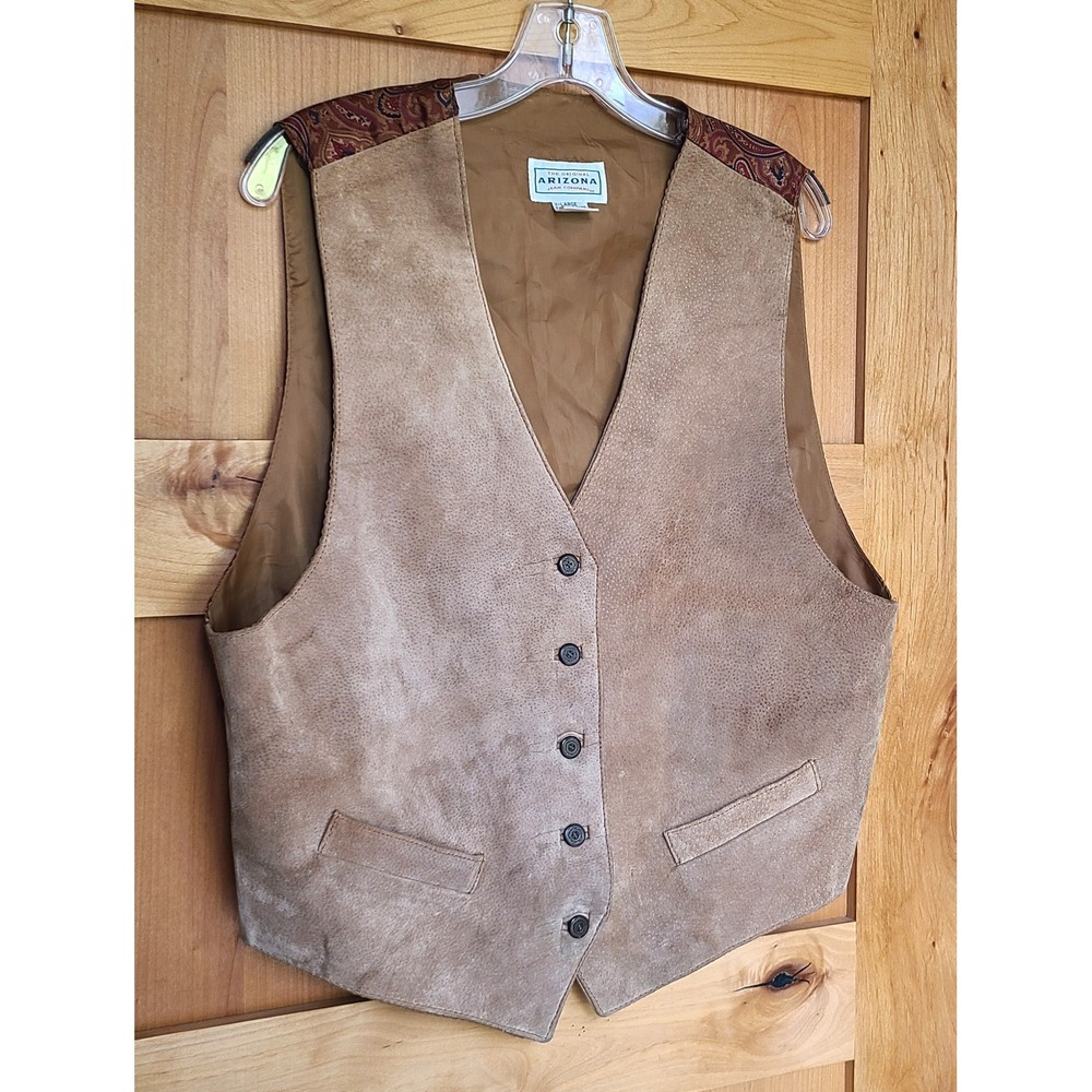 Arizona 100%‎ Genuine Leather XL Brown Western Button Vest Cowgirl Festival Boho